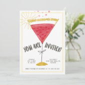 Martini-Glas-Cocktail-Party Einladung (Stehend Vorderseite)