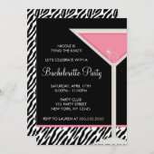 Martini-Glas und Diamantring-Junggeselinnen-Abschi Einladung (Vorne/Hinten)