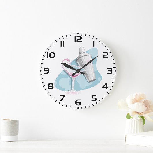 Martini-Glas und Shaker Große Wanduhr