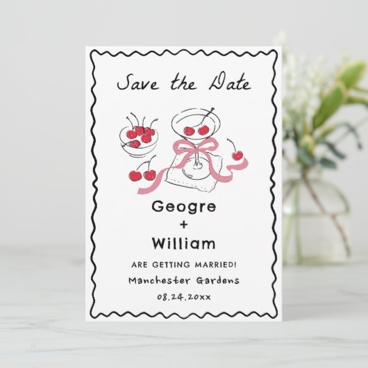 Martini-Glashütte und -Kirsche Einladung (Stehend Vorderseite)