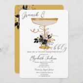 Martini Glass Black Rose Brunch & Bubbly Einladung (Vorne/Hinten)