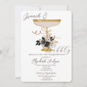 Martini Glass Black Rose Brunch & Bubbly Einladung (Vorderseite)