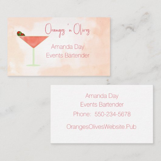 Martini Glass Business Card Visitenkarte (Vorne/Hinten)