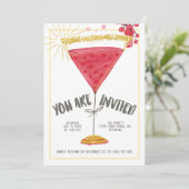 Martini Glass Christmas Cocktail Party Einladung (Stehend Vorderseite)