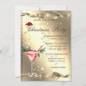 Martini Glass Gold Sparkle Weihnachten Einladung (Vorderseite)