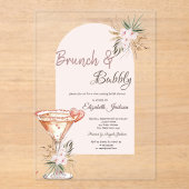 Martini Glass Heart Boho Blume Brunch & Bubbly Acryleinladungen (Vorderseite)
