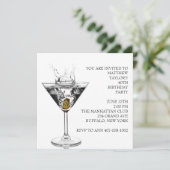 Martini Glass Mans Birthday Party Einladung (Stehend Vorderseite)