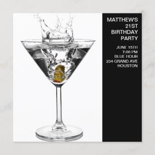 Martini Glass Mans Birthday Party Einladung