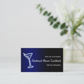Martini Glass Neon Logo Business Card Visitenkarte (Stehend Vorderseite)
