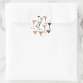 Martini Glass Pattern | HIPSTER | Mitte Jahrhunder Runder Aufkleber (Tasche)