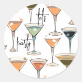 Martini Glass Pattern | HIPSTER | Mitte Jahrhunder Runder Aufkleber (Vorderseite)