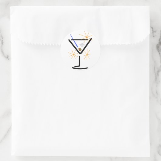 Martini Glass Runder Aufkleber (Tasche)