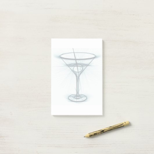 Martini Glass Sketch Post-it Klebezettel (Auf Schreibtisch)