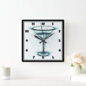 Martini Glass Sketch Quadratische Wanduhr (Zuhause)