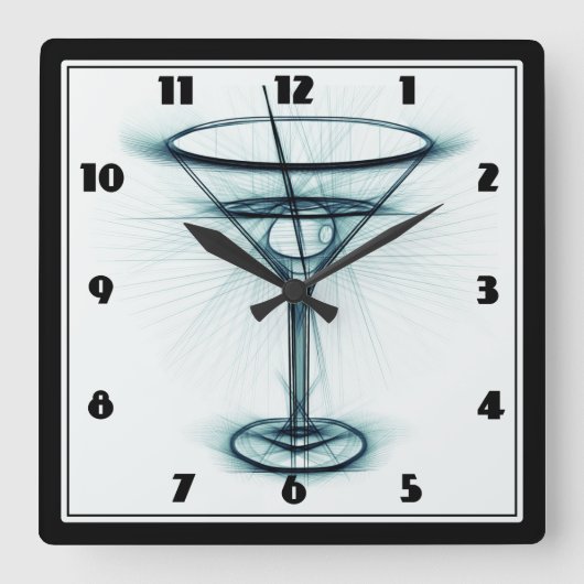 Martini Glass Sketch Quadratische Wanduhr (Vorderseite)