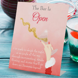 Martini Glass Spilling Weihnachts-Glitzer Party Ba Sockelschild