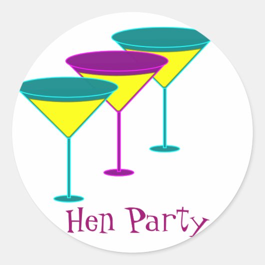 Martini Glasses Runder Aufkleber (Vorderseite)