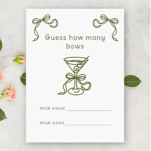 Martini Guess Wie viele Bows Bridal Spiel Begleitkarte