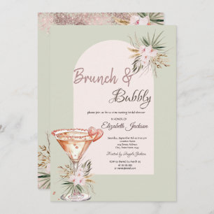 Martini Heart Boho Blume Brunch & Bubbly Einladung