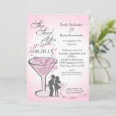 Martini Hearts Verlobung Pink Einladung (Stehend Vorderseite)