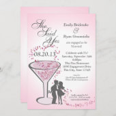 Martini Hearts Verlobung Pink Einladung (Vorne/Hinten)