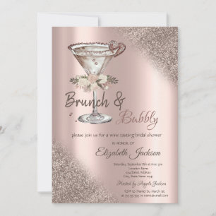 Martini Herz Glitter Bokeh Brunch & Bubbly Einladung