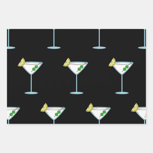 Martini Liebhaber Cocktail Glass Barkeeper Alkohol Geschenkpapier Set (Vorderseite)