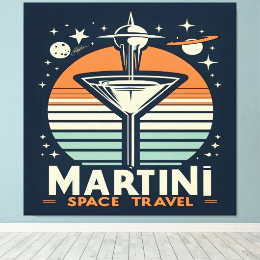 Martini-Logos für Raumfahrten Leinwanddruck (Insitu (Holzboden))