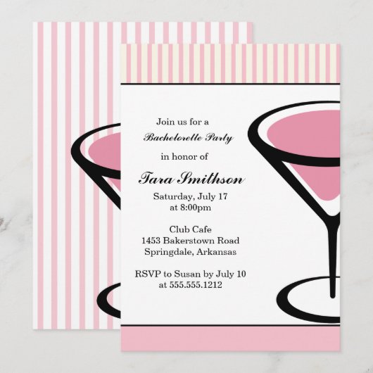 {Martini} Mädchen Einladung (Vorne/Hinten)