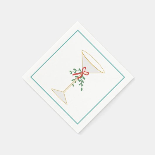 Martini & Mistletoe Cocktail Napkin Serviette (Ecke)