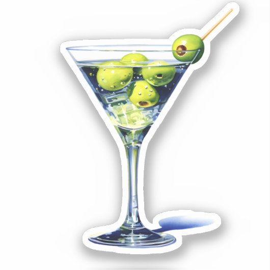 Martini mit Oliven Aufkleber (Vorderseite)