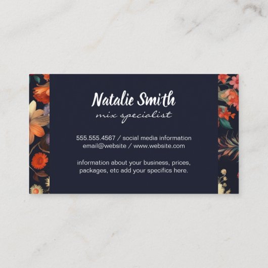 Martini / Mixology | Blumenuntergrund Visitenkarte (Rückseite)