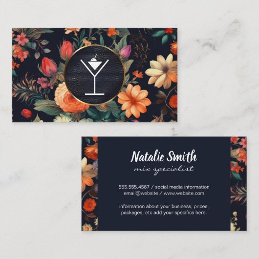 Martini / Mixology | Blumenuntergrund Visitenkarte (Vorne/Hinten)