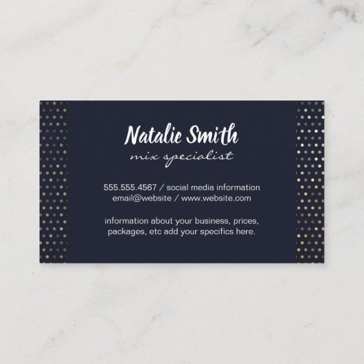 Martini / Mixology | Gold-Metallic-Speckled-Patter Visitenkarte (Rückseite)