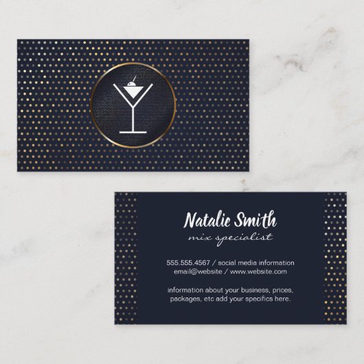 Martini / Mixology | Gold-Metallic-Speckled-Patter Visitenkarte (Vorne/Hinten)