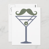 Martini Mustache benutzerdefinierte Postkarte (Vorne/Hinten)