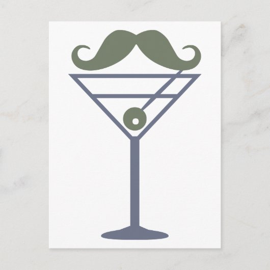 Martini Mustache benutzerdefinierte Postkarte (Vorderseite)
