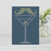 Martini Mustache Einladung (Stehend Vorderseite)
