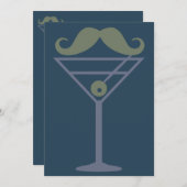 Martini Mustache Einladung (Vorne/Hinten)