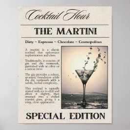 Martini Newspaper Art Print Poster
