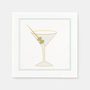 Martini & Olive Cocktail Napkin Serviette