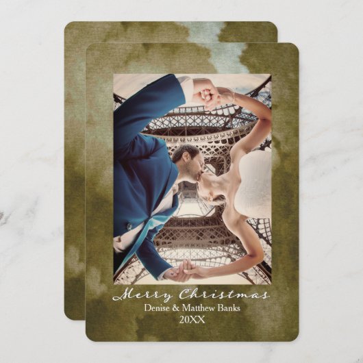 Martini Olive Elegante Weihnachtskarte Einladung (Vorne/Hinten)