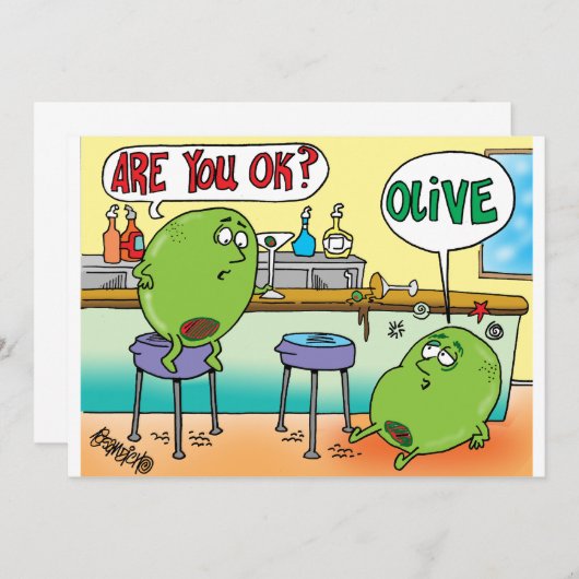 MARTINI-OLIVEN IN EINER BAR EINLADUNG (Vorne/Hinten)