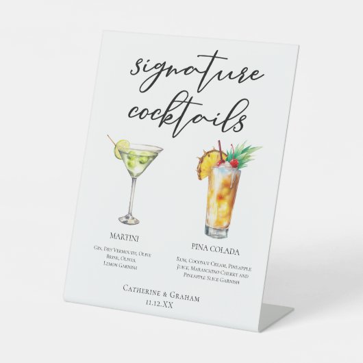 Martini Piña Colada Signature Cocktails Menü Sockelschild (Vorderseite)