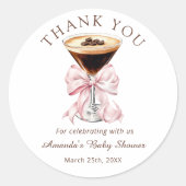 Martini Pink Baby Shower Thank you Sticker (Vorderseite)