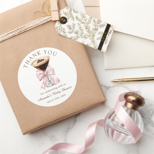 Martini Pink Baby Shower Thank you Sticker (Schenken)