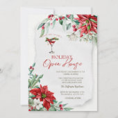 Martini Poinsettia Red Holiday Open House Einladung (Vorderseite)