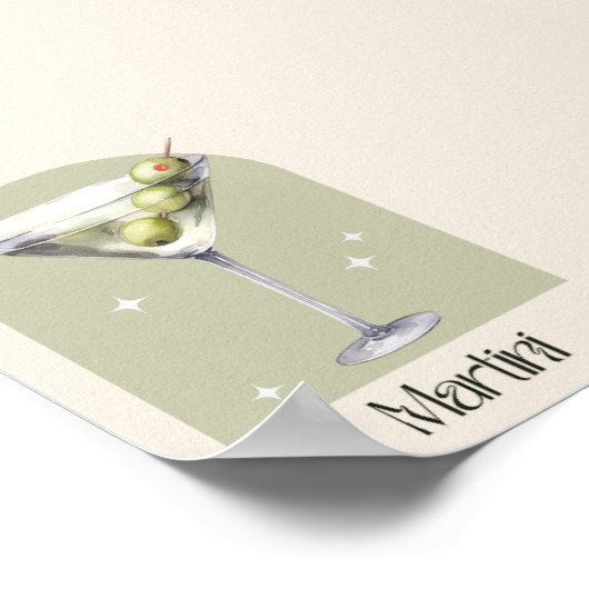 Martini Print | Bar Deco Cocktail Poster (Ecke)