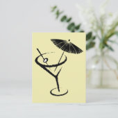 Martini ~ Retro Cocktail Drink Olive & Umbrella Postkarte (Stehend Vorderseite)