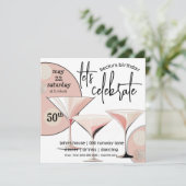 Martini Retro | Rosa | Elfenbein | Muster Einladung (Stehend Vorderseite)